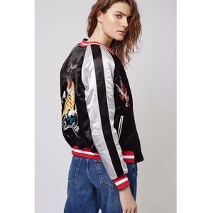 Topshop Reversible Embroidered Bomber Jacket